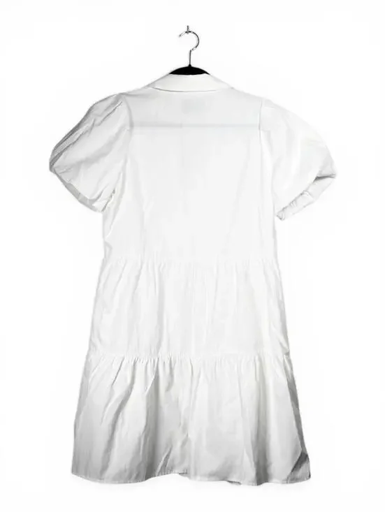 Brochu Walker Havana Mini Dress Women’s Medium Ivory White Tiered Puff Sleeve - Picture 8 of 11